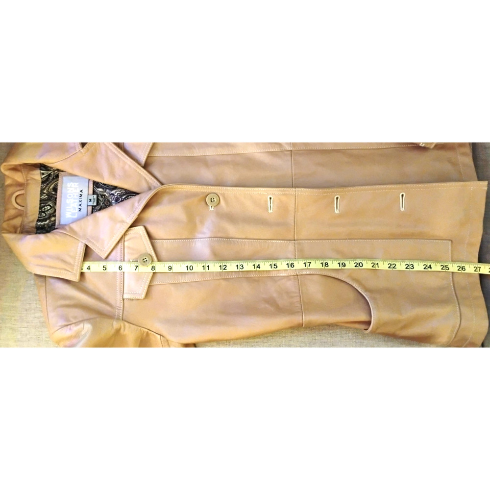 Womens Medium Wilsons Maxima Tan Cognac Leather Jacket Button Front Classic - Picture 11 of 16